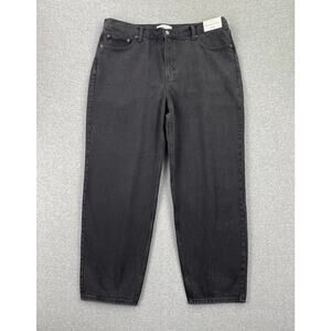 Abercrombie & Fitch Tapered Loose Jeans Womens 34 / 18 Long Black High Rise